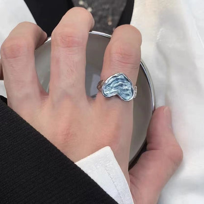 Amora™ | Blue Heart Stone Silver Ring