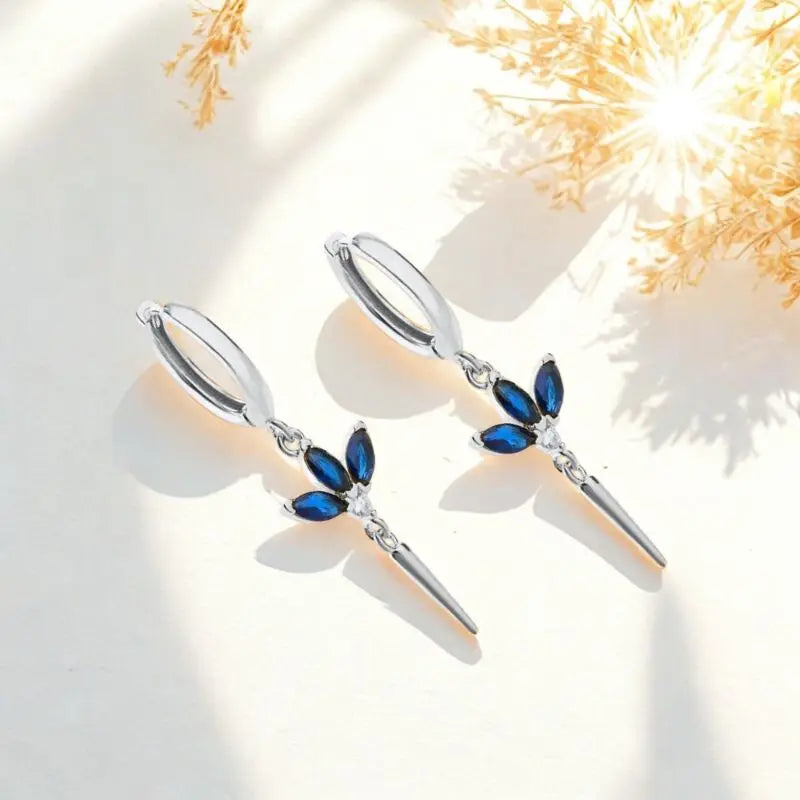 Stylish Blue Silver Earrings