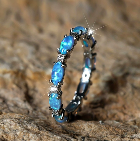 Elegant Blue Opal Ring | Gold